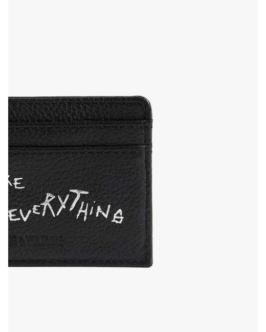 Zadig & Voltaire Black Zv Pass Graffiti Card Holder