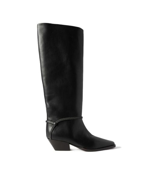 Brunello Cucinelli Black Square-Toe Tall Boots