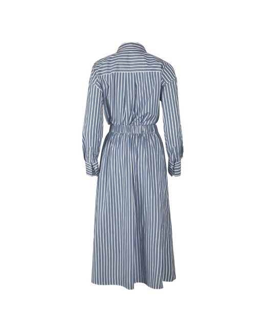 Brunello Cucinelli Blue Striped Dress