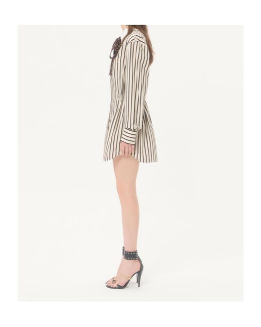 Valentino Natural Striped Bow Detailed Dress