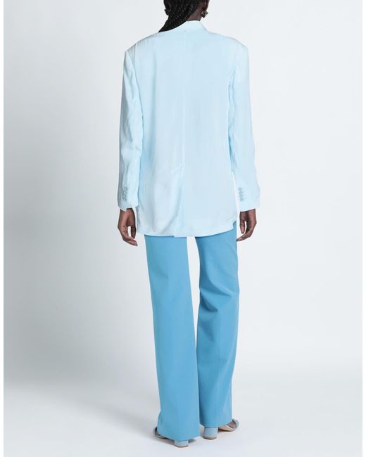 Sportmax Blue Solid Color Double-Breasted Blazer