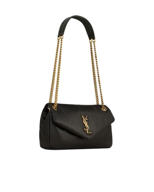 Saint Laurent Black Calypso Logo Plaque Shoulder Bag