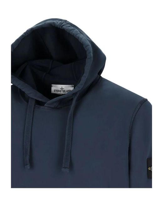 Stone Island Blue Logo Patch Drawstring Hoodie for men