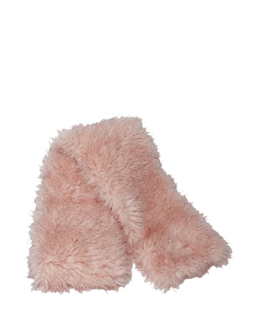 Ganni Pink Loog Patch Shearling Scarf