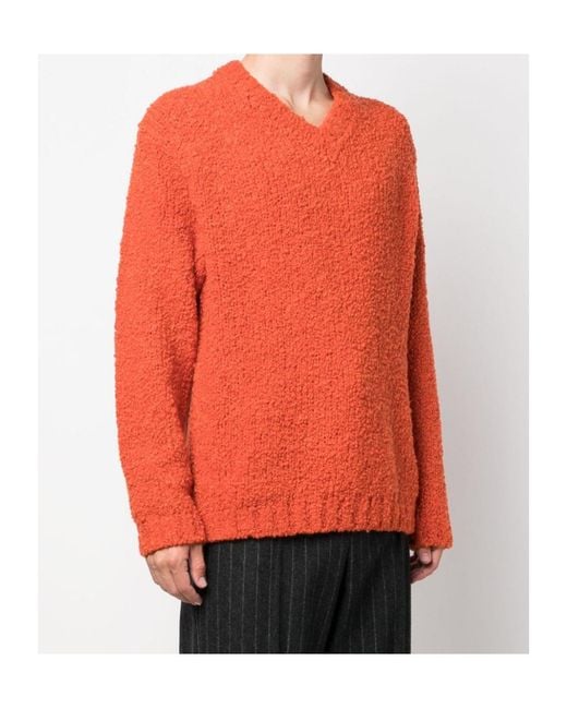sunflower Orange Aske Wool V-Neck Sweater for men