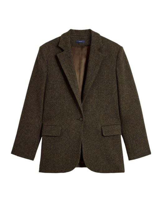 Soeur Green Herringbone-Weave Single-Breasted Jacket