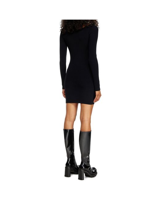 DIESEL Black M-Vera Off-The-Shoulder Ribbed-Knit Dress