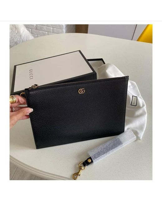 Gucci Black Gg Marmont Leather Pouch for men
