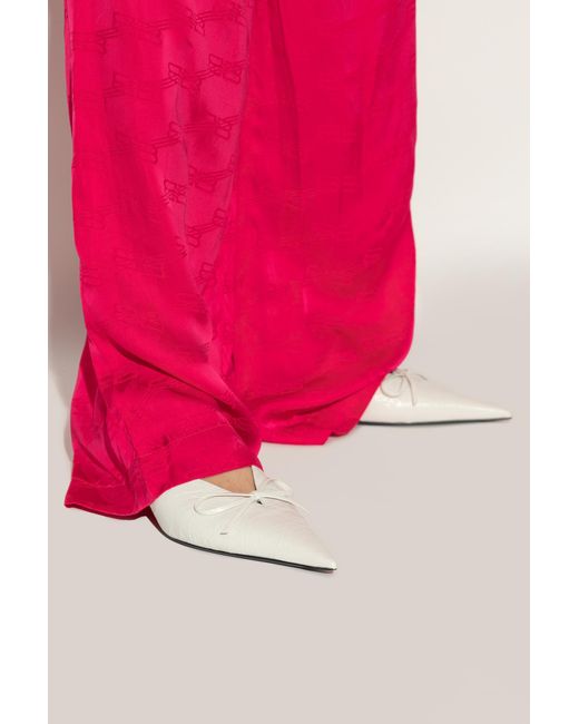 Balenciaga White Knife Bow Detailed Mules