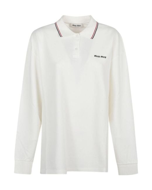 Miu Miu White Piqu Polo Shirt