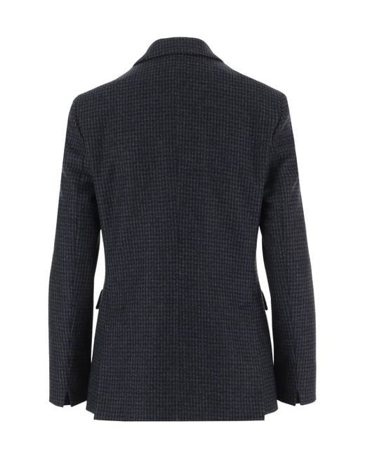 Lardini Black Houndstooth Single-Breasted Blazer