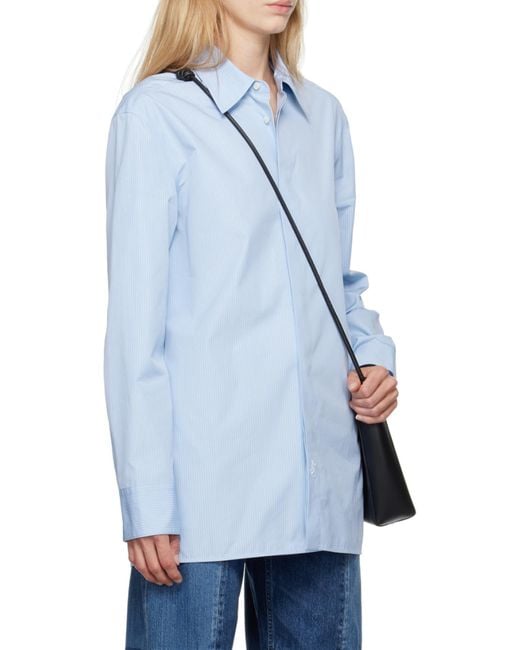 Jil Sander Blue Pinstriped Long-Sleeved Shirt for men