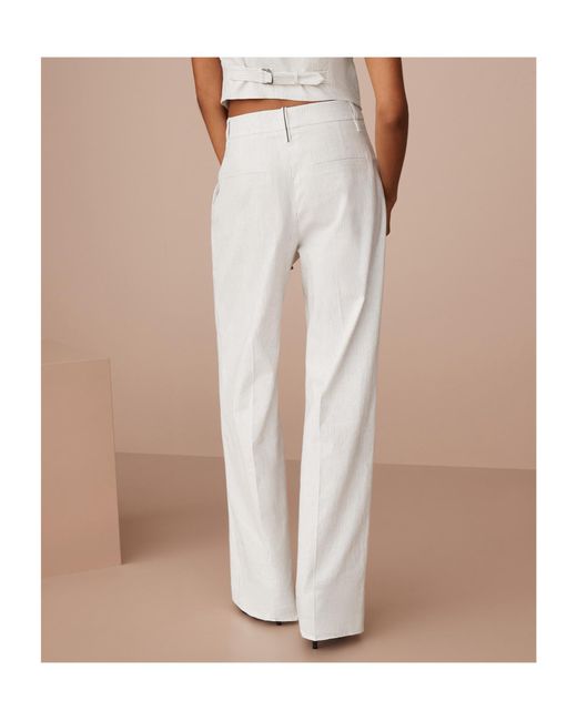 Brunello Cucinelli White Pinstriped Linen-Blend Trousers