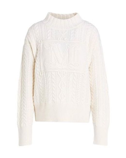 Max Mara White Simple Knitted Sweater