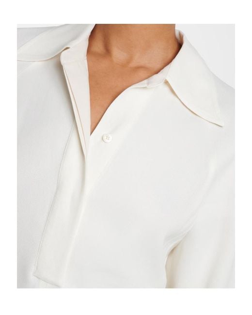 Victoria Beckham White Collared Long-Sleeved Dress