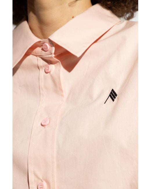 The Attico Natural The Logo Embroidered Buttoned Shirt