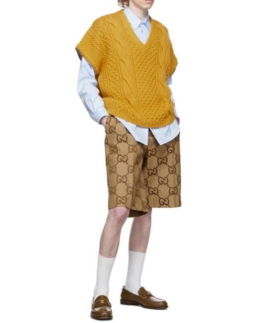Gucci Yellow V-Neck Long Sleeved Sweater for men
