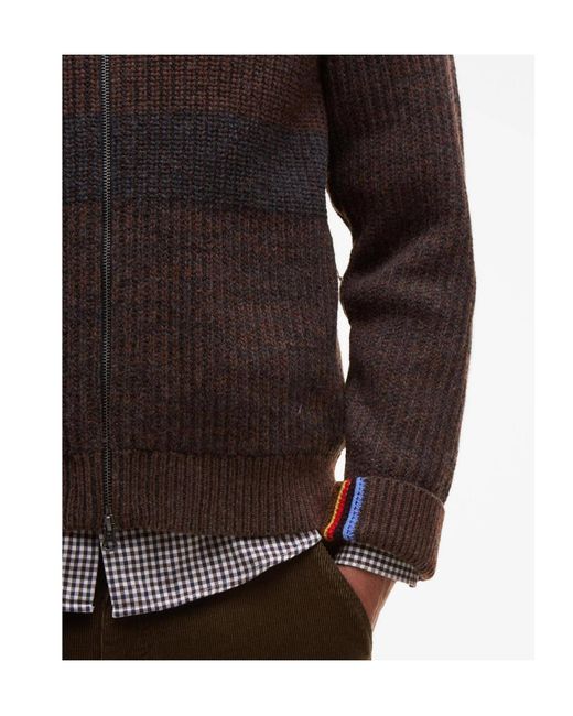 Barbour Black X Paul Smith Striped-Pattern Cardigan for men