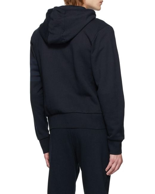 Thom Browne Blue Tonal-Bar Hooded Jacket for men