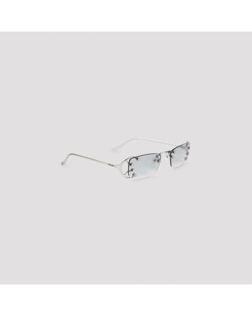 Prada White Studded Rectangle Sunglasses