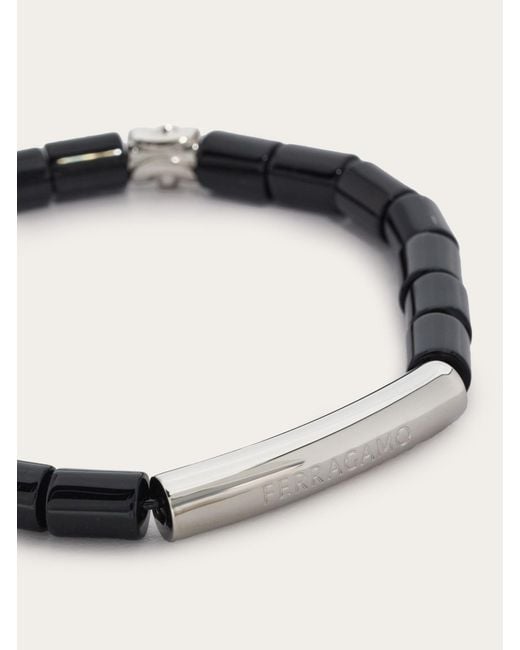 Ferragamo White Logo Engraving Bracelet for men