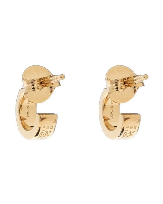 MM6 by Maison Margiela Metallic Engraved Logo Hoop Earrings