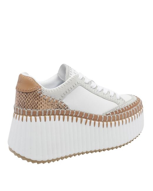 Chloé White Nama Wedge Sneakers