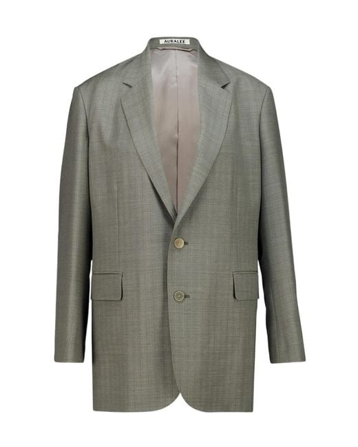 Auralee Gray Striped Suit Jacket