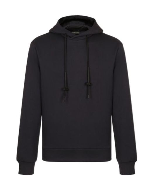 Emporio Armani Blue Logo Hooded Sweater for men