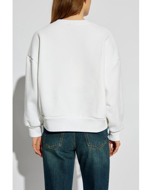 McQueen White Graphic Printed Crewneck Sweatshirt