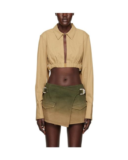Dion Lee Green Cropped Elasticated Shirt
