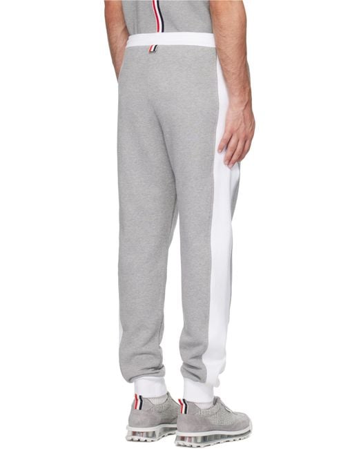 Thom Browne Gray Mid-Rise Jersey Track Trousers for men