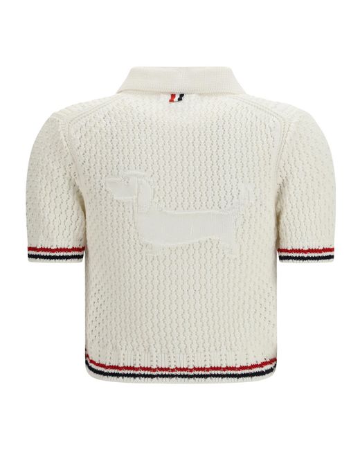Thom Browne White Short Sleeve Buttoned Cardigan
