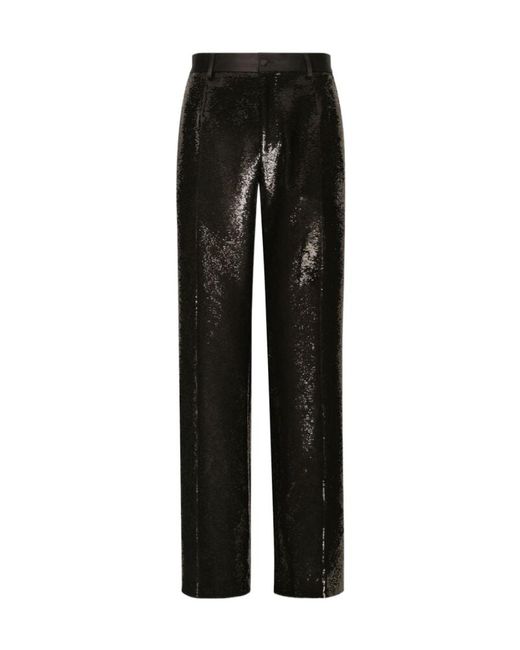 Dolce & Gabbana Black Sequined Straight-Leg Pants for men