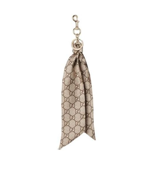 Gucci White Logo Charm Keychain