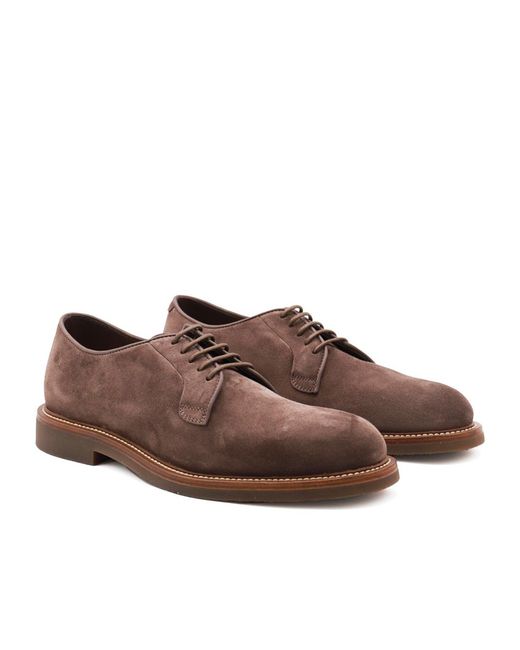 Brunello Cucinelli Brown Lace-Up Flat Shoes for men