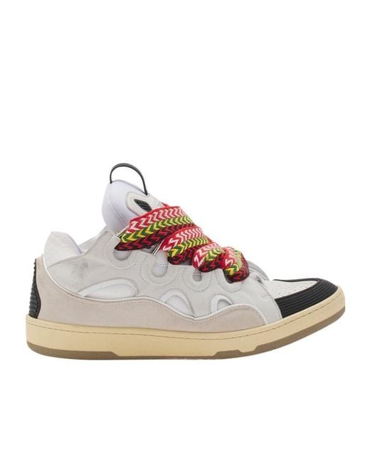 Lanvin Pink Curb Round Toe Lace-Up Sneakers