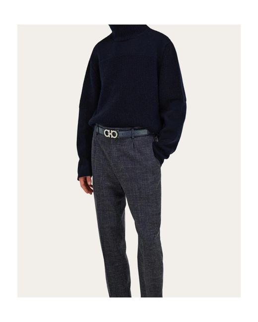 Ferragamo Blue High Neck Knitted Sweater for men