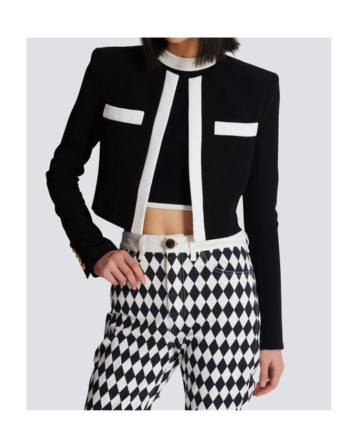 Balmain Black Cropped Spencer Jacket
