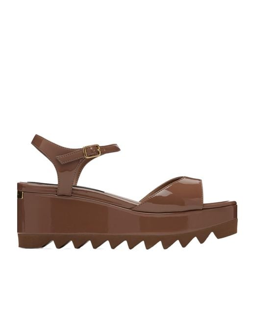 Stella McCartney Brown Elyse Patent Leather Platform Sandals