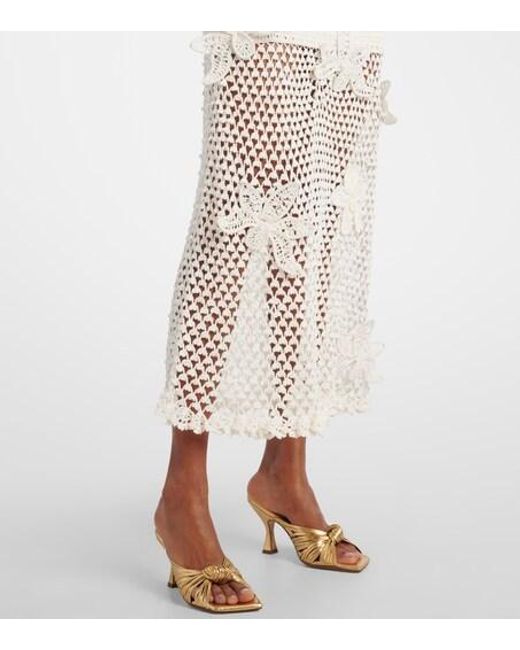 Oscar de la Renta White Crochet Cotton Maxi Dress