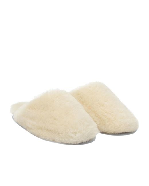 Aeyde White Round-Toe Slippers