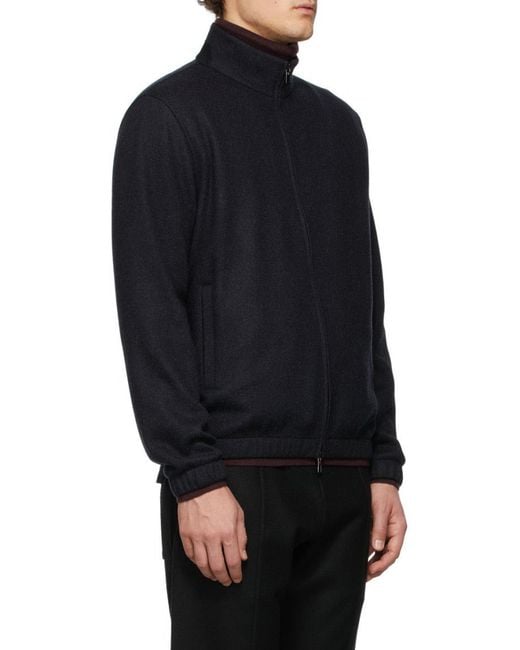 Loro Piana Blue Standing Collar Casual Jacket for men