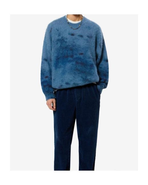 Isabel Marant Blue Faded Print Mohair-Wool Crew Neck Sweater