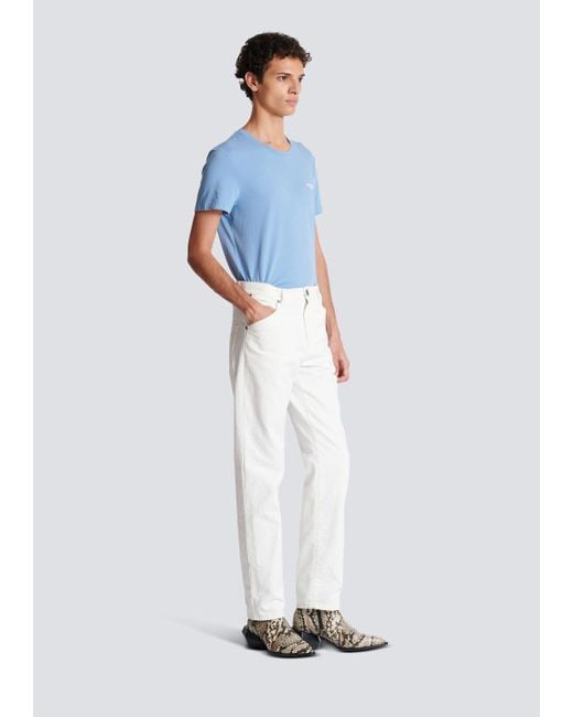 Balmain White Mid-Rise Slim-Fit Jeans for men