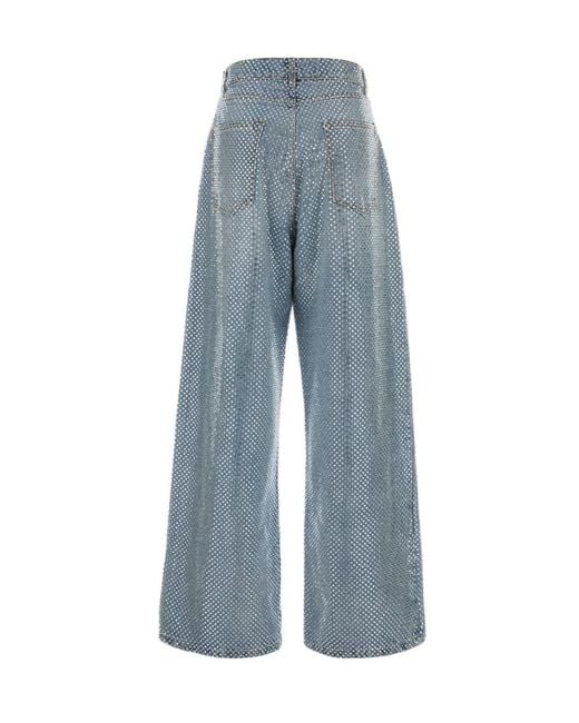GIUSEPPE DI MORABITO Blue Embellished Wide-Leg Jeans