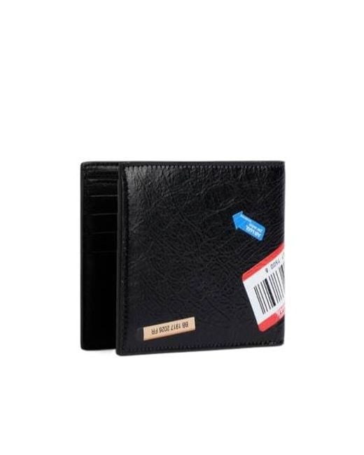 Balenciaga Black Printed Logo Bifold Wallet for men