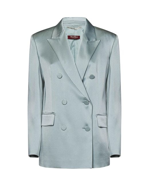 Max Mara Blue Studio Teiera Double-Breasted Blazer