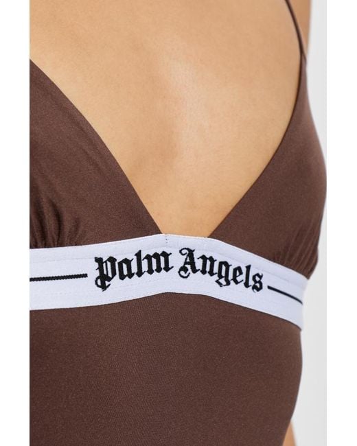 Palm Angels Brown Thin Spaghetti Strap Short Dress