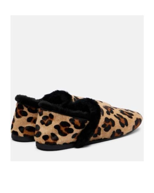 Yves Salomon Black Shearling-Lined Calf Hair Slip-On Shoes